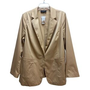 Lane Bryant‎ Tan One Button Stretch Soft Blazer 14 Pockets Lightweight Office